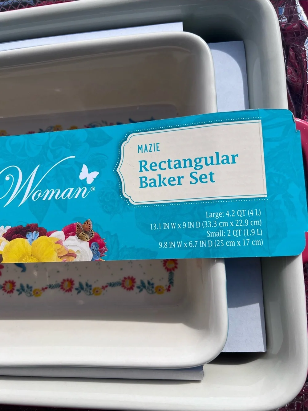 NEW PIONEER WOMAN rare baker set rectangular 4 Qt/2 Qt dish travel carry cover
